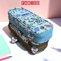 Bóp Viết Vải Mickey Day Disney A83277 Có Khóa Kéo Đôi Ngăn Rộng