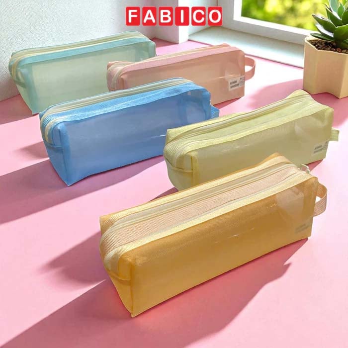 Bóp Viết Lưới KinhShion XL6225 - Túi Lưới Khóa Kéo 2 Ngăn Khoang Rộng Thoáng Khí