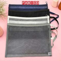 Túi lưới Trong Suốt A4 KinhShion Túi 2 Ngăn Có Khóa Kéo Đựng Tài Liệu