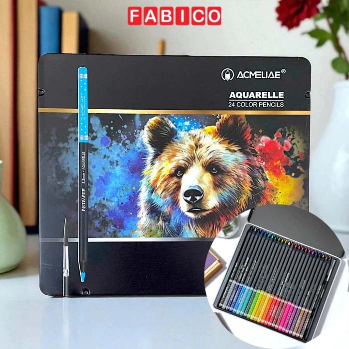 Hộp Thiếc 12/24 Bút Chì Màu Nước Kèm Cọ - Acmeliae