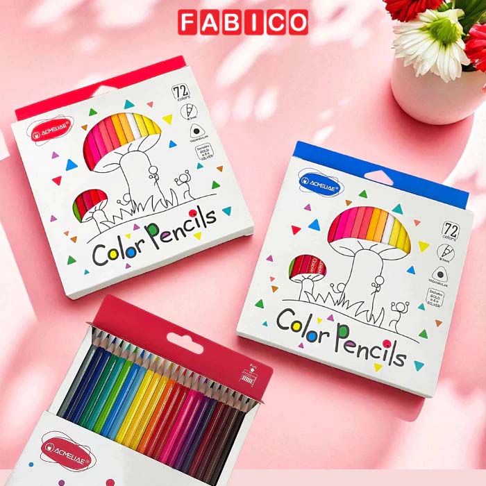 Bút Chì Màu Lục Giác Thân Gỗ Tự Nhiên ACMELIAE - Màu Chì An Toàn Cho Bé Vẽ Thiết Kế Phác Họa Tô Màu