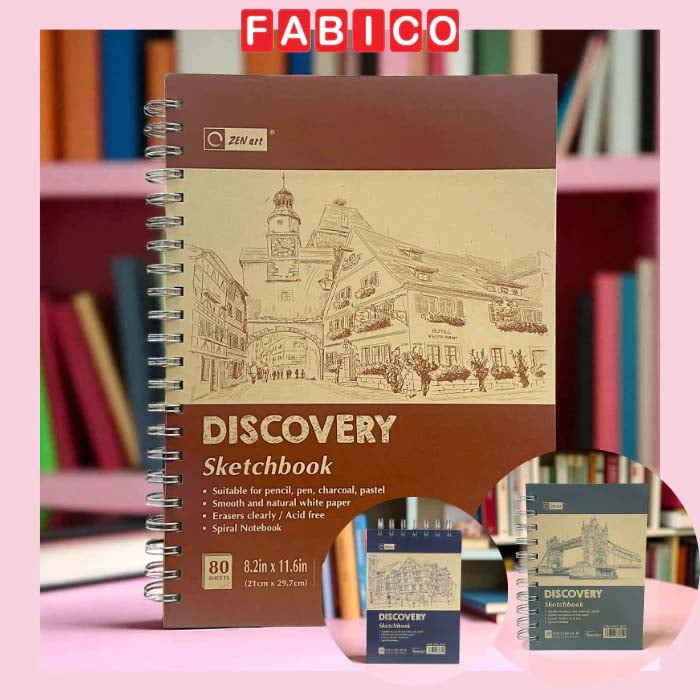 Sổ Vẽ Phác Thảo Discovery Zen Art 100gsm 80 Tờ Vẽ Than Chì, Bút Chì, Phấn Màu