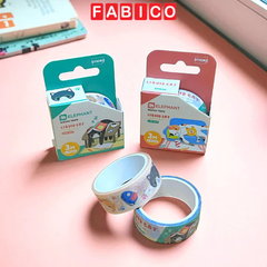 Combo 2 Cuộn Băng Keo Washi 3M x 15mm Liquid Cat Elephant Dùng Trang Trí Sổ Tay