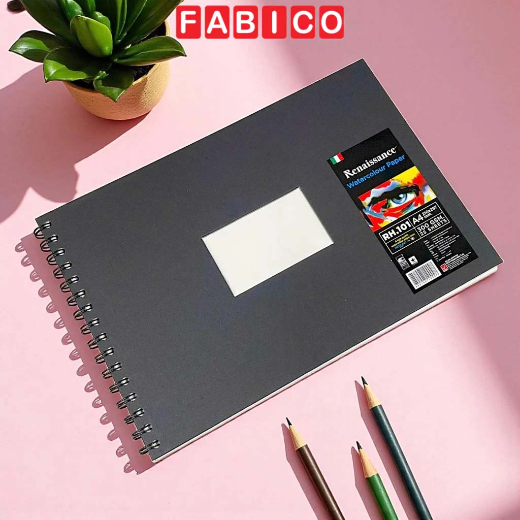 Tập Vẽ Màu Nước A4 RH101 Gáy Lò Xo 300gsm 25 Tờ Renaissance Cao Cấp