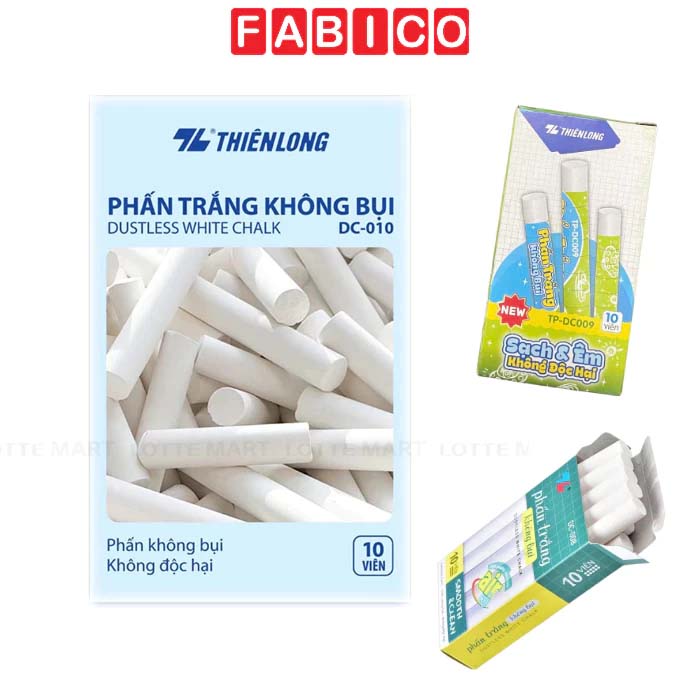 Hộp Phấn Trắng Không Bụi Viết Bảng Thiên Long (Hộp 10 Viên)
