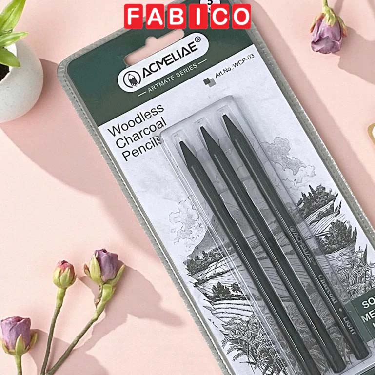 Vỉ 3 Bút Chì Than Woodless Acmeliae WCP03