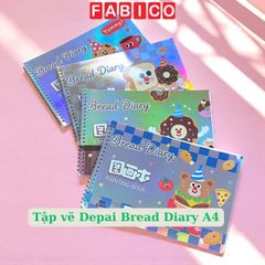 Tập Vẽ Depai Bread Diary 38 Tờ A4 - Giấy Dày, Mịn, Bìa Hologram Cực Xinh
