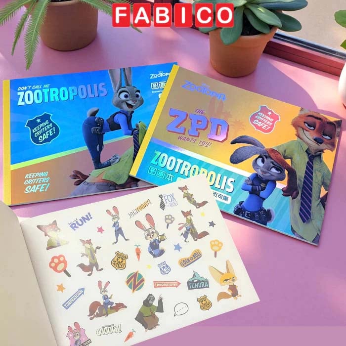 Tập Vẽ Zootopia Disney Khổ Lớn A4 - Bìa Hologram, Giấy Dày Mịn, Có Sticker Cho Bé