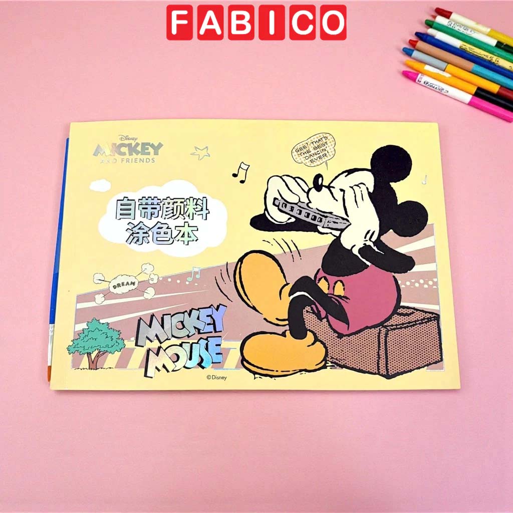 Sách Tô Màu Mickey Disney Chính Hãng Cho Bé Kèm Bảng Màu Khô - Giấy Dày, Nét In Đẹp