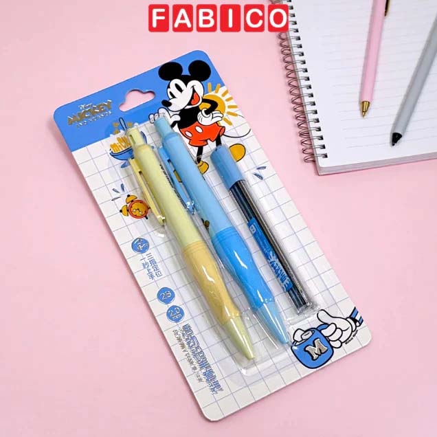 Bộ 2 Cây Bút Chì 2B Chuốt Tự Động Kèm Ruột Mickey Disney Pastel