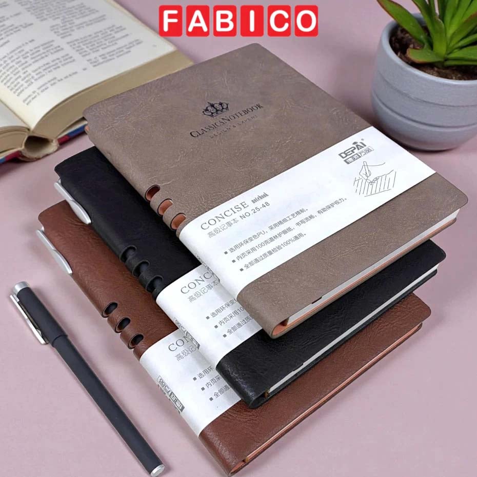 Sổ Tay Ghi Chép Bìa Da A5 Depai 200 Trang 100g Kẻ Ngang Chống Nước - Sổ Kế Hoạch Planner, Nhật Kí, Journal Kèm Bút