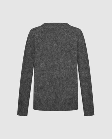  URBAN REVIVO - Áo dệt kim nữ cổ tròn tay dài phối họa tiết 