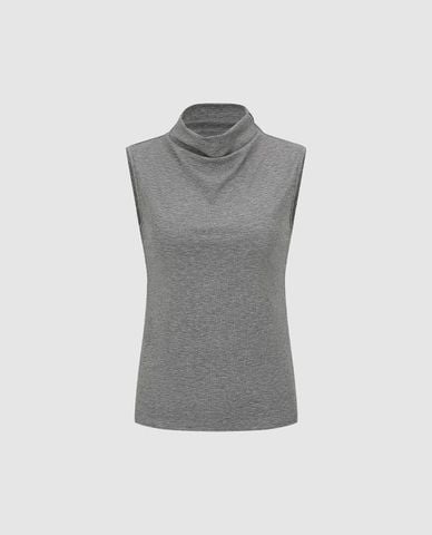  URBAN REVIVO - Áo sát nách nữ cổ cao dáng ôm 