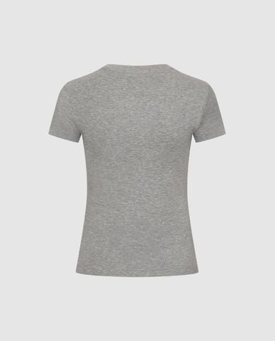  URBAN REVIVO - Áo thun nữ cổ tròn tay ngắn in họa tiết 