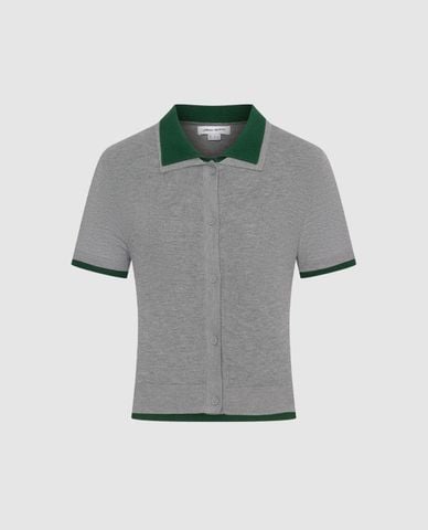  URBAN REVIVO - Áo polo nữ dệt kim cổ bẻ tay ngắn 