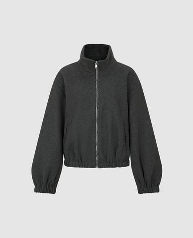  URBAN REVIVO - Áo khoác bomber nữ cổ trụ khóa kéo 