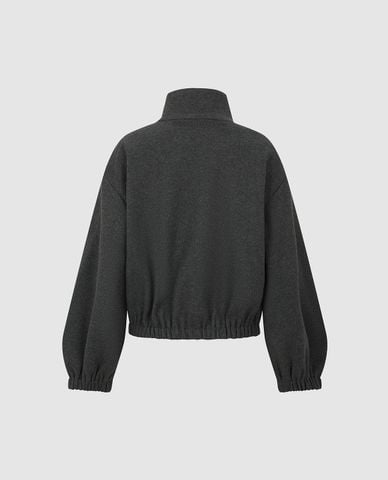  URBAN REVIVO - Áo khoác bomber nữ cổ trụ khóa kéo 
