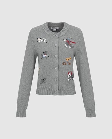  URBAN REVIVO - Áo khoác cardigan nữ tay dài phối hoạ tiết 