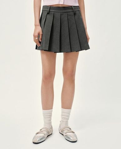  URBAN REVIVO - Chân váy xếp li mini kẻ sọc 