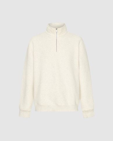  URBAN REVIVO - Áo sweatshirt nam cổ bẻ tay dài phối khóa 