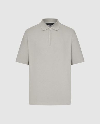  URBAN REVIVO - Áo polo nam tay ngắn phối khoá zip 