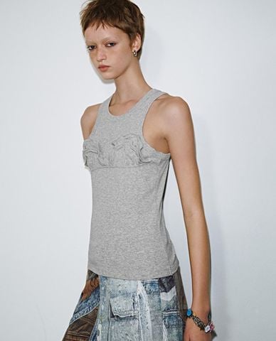  URBAN REVIVO - Áo sát nách nữ phối bèo cá tính 