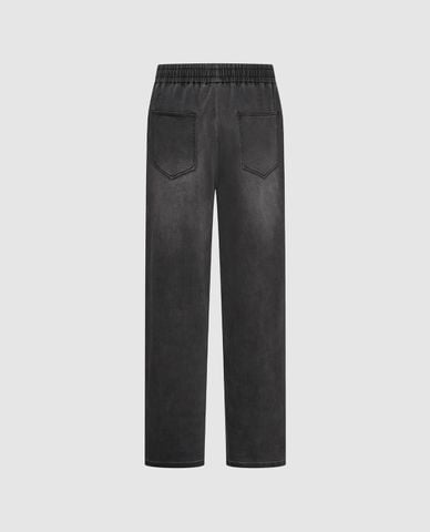  URBAN REVIVO - Quần jeans nam ống rộng lưng thun 
