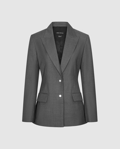  URBAN REVIVO - Áo khoác blazer nữ tay dài nhấn eo 