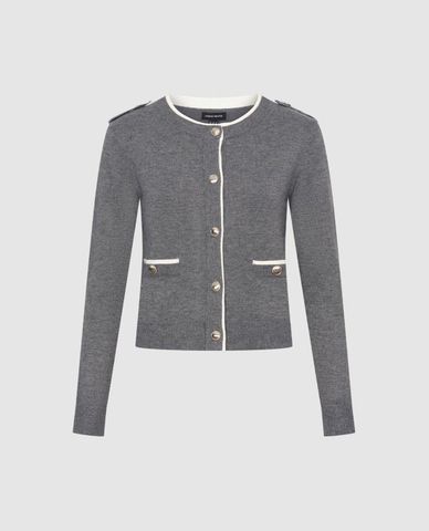  URBAN REVIVO - Áo khoác cardigan nữ tay dài phối viền 