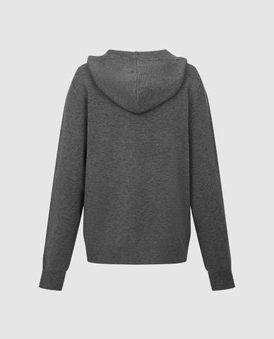  URBAN REVIVO - Áo hoodie nữ dệt kim phối mũ 