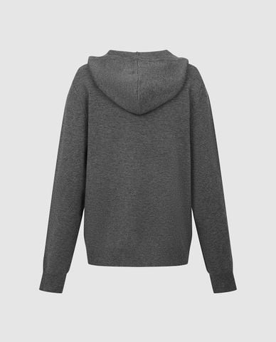  URBAN REVIVO - Áo hoodie nữ dệt kim phối mũ 