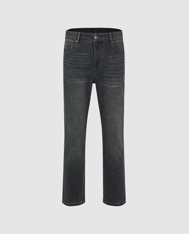  URBAN REVIVO - Quần jeans nam ống rộng wash bạc 