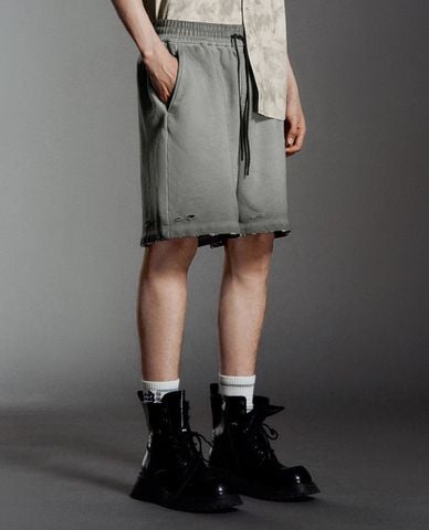  URBAN REVIVO - Quần short nam ống rộng phối dây rút 