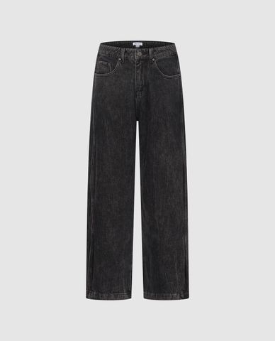  URBAN REVIVO - Quần jeans nam ống rộng wash bạc 