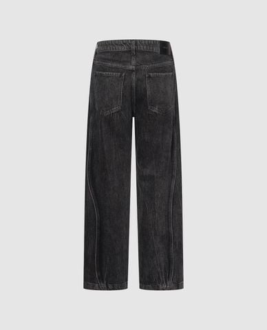  URBAN REVIVO - Quần jeans nam ống rộng wash bạc 