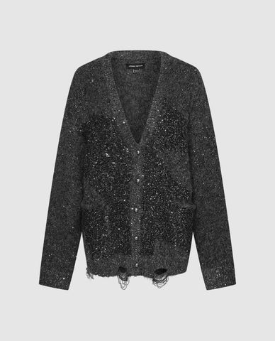  URBAN REVIVO - Áo khoác cardigan nữ cổ V ánh kim 
