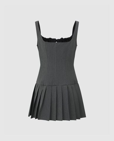  URBAN REVIVO - Đầm hai dây mini Pleated A Line 