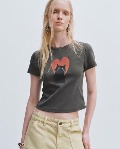  URBAN REVIVO - Áo thun nữ cổ tròn tay ngắn Printed 