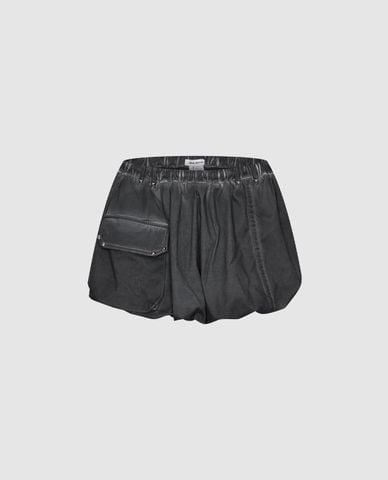  URBAN REVIVO - Chân váy chữ A mini dáng phồng túi hộp 