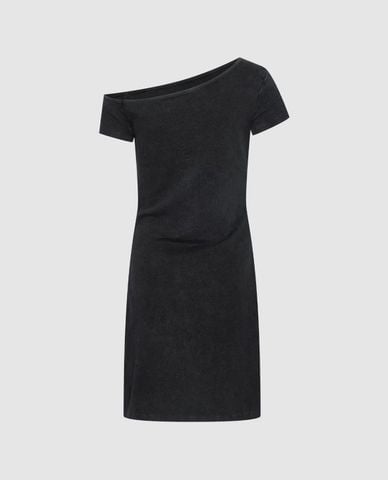  URBAN REVIVO - Đầm mini tay ngắn lệch vai phom suông 