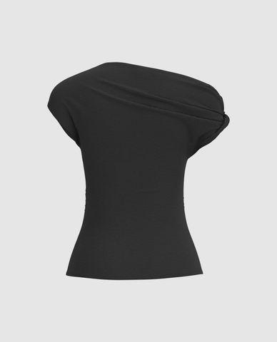  URBAN REVIVO - Áo trễ vai nữ phom ôm hiện đại 