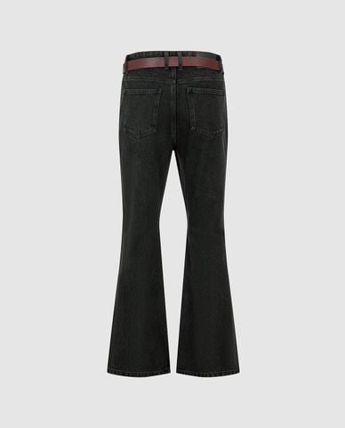  URBAN REVIVO - Quần jeans nam ống loe kèm thắt lưng 