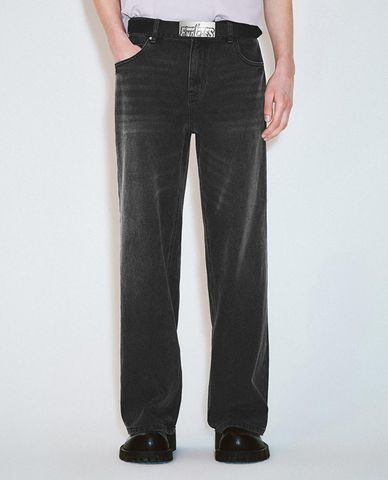  URBAN REVIVO - Quần jeans nam ống rộng wash bạc 