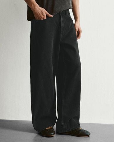  URBAN REVIVO - Quần jeans nam ống rộng tối giản 