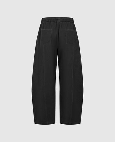  URBAN REVIVO - Quần jeans nam ống rộng lưng thun dáng cong 