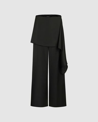  URBAN REVIVO - Quần nữ ống rộng phối chân váy bất đối xứng 