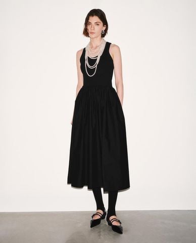  URBAN REVIVO - Đầm sát nách midi cổ tròn dáng xoè 