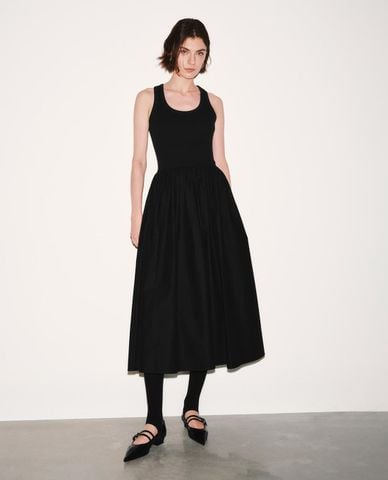  URBAN REVIVO - Đầm sát nách midi cổ tròn dáng xoè 