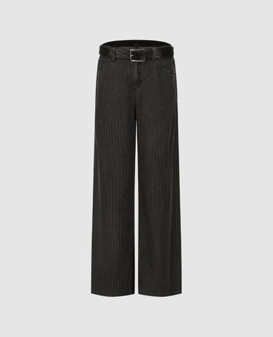  URBAN REVIVO - Quần jeans nữ ống đứng kèm thắt lưng 