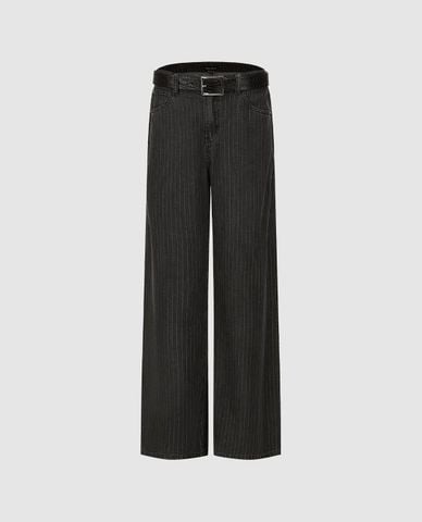  URBAN REVIVO - Quần jeans nữ ống đứng kèm thắt lưng 